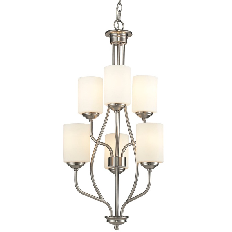 Z-Lite 434-6-BN Cardinal Six Light Chandelier, Brushed Nickel