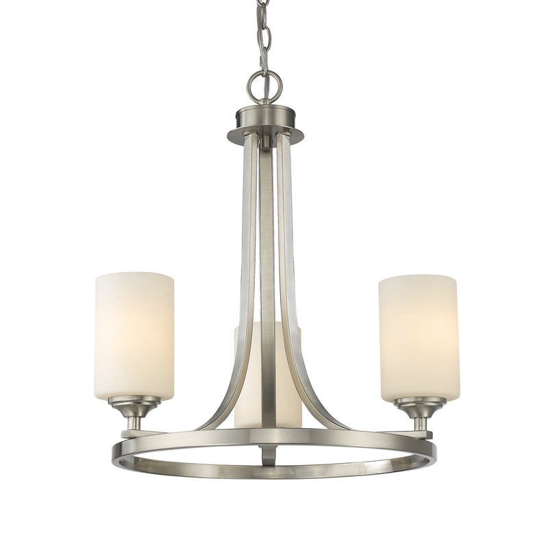 Z-Lite 435-3BN Bordeaux Three Light Chandelier, Brushed Nickel