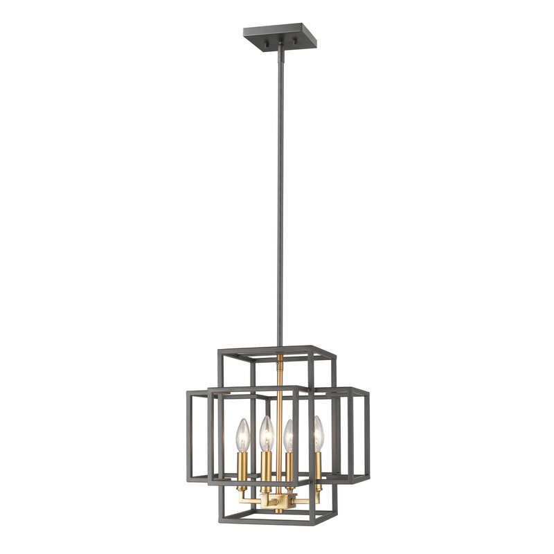Z-Lite 454-14BRZ-OBR Titania Four Light Pendant, Bronze / Olde Brass