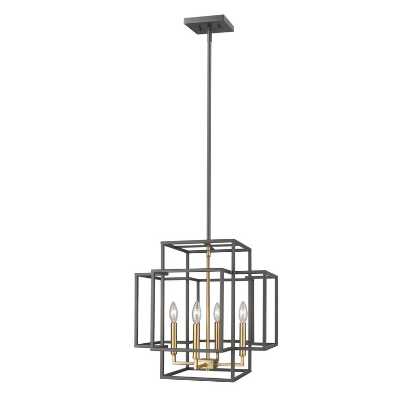 Z-Lite 454-18BRZ-OBR Titania Four Light Pendant, Bronze / Olde Brass