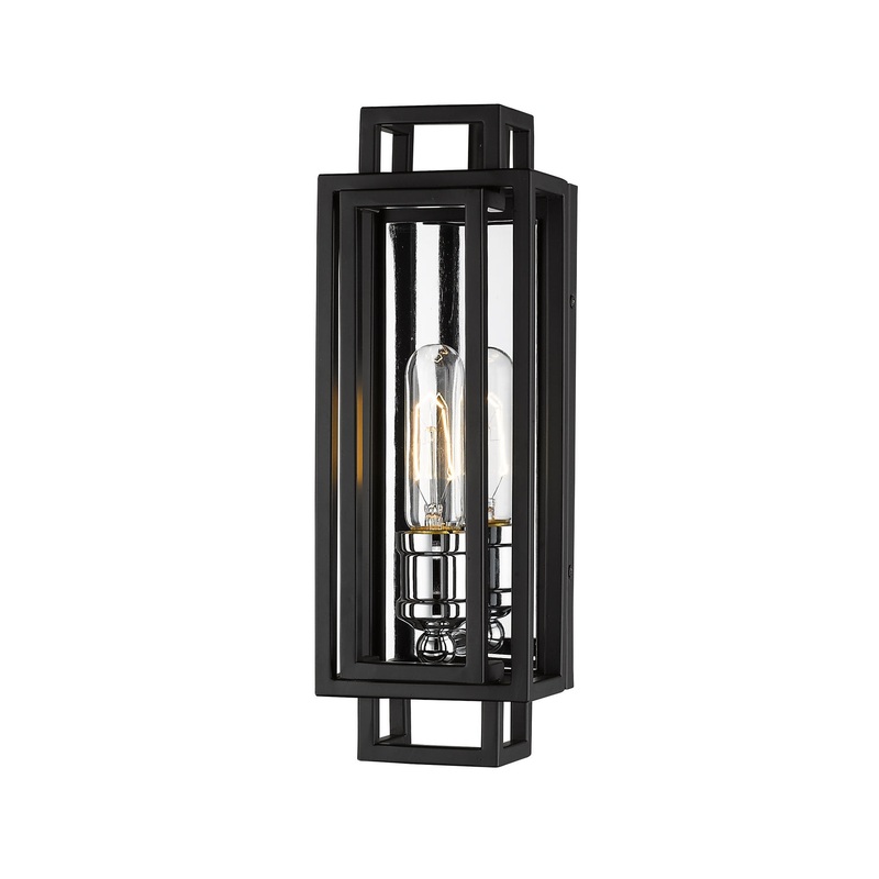 Z-Lite 454-1S-BK-CH Titania One Light Wall Sconce, Black / Chrome