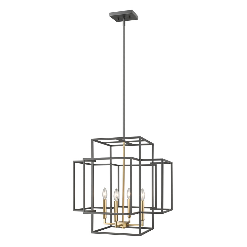 Z-Lite 454-22BRZ-OBR Titania Four Light Pendant, Bronze / Olde Brass