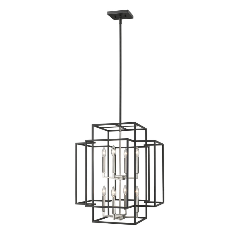 Z-Lite 454-28BK-BN Titania Eight Light Pendant, Black / Brushed Nickel