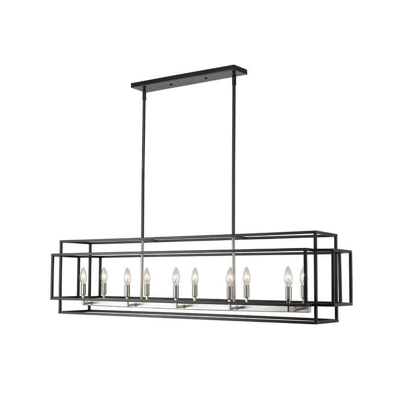 Z-Lite 454-54L-BK-BN Titania Ten Light Island Pendant, Black / Brushed Nickel
