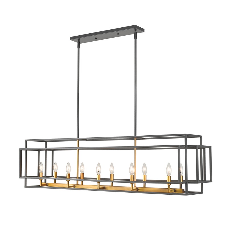 Z-Lite 454-54L-BRZ-OBR Titania Ten Light Island Pendant, Bronze / Olde Brass