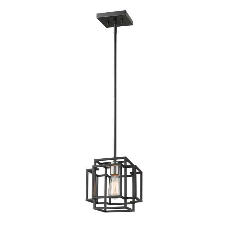 Z-Lite 454MP-BK-BN Titania One Light Mini Pendant, Black / Brushed Nickel