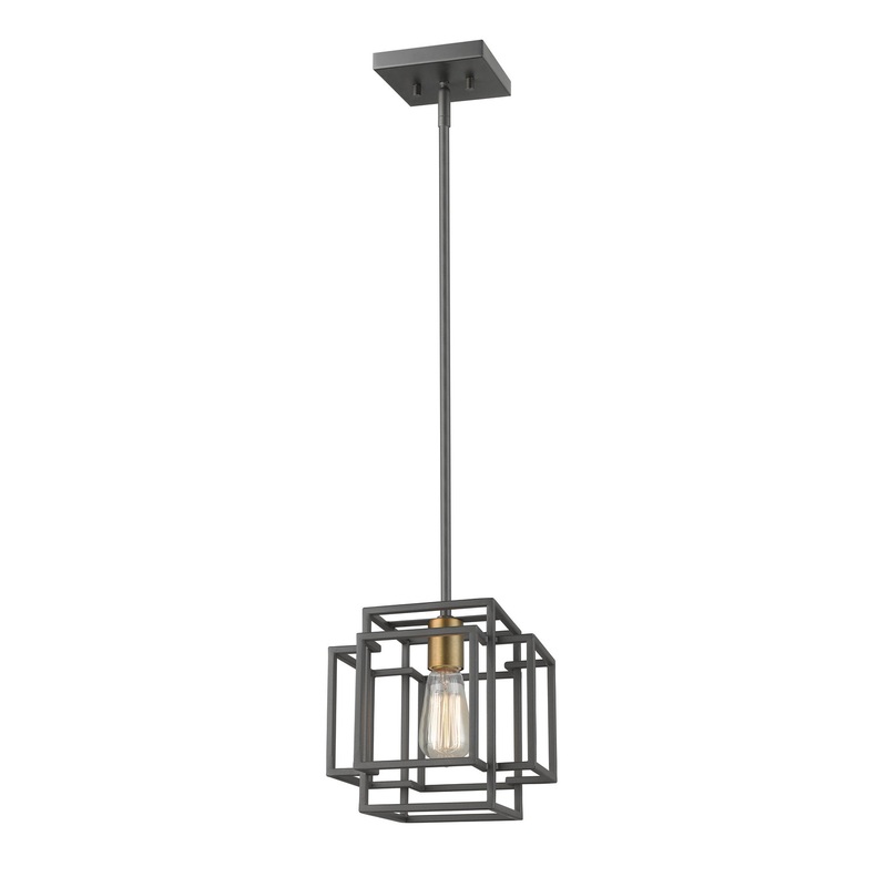 Z-Lite 454MP-BRZ-OBR Titania One Light Mini Pendant, Bronze / Olde Brass