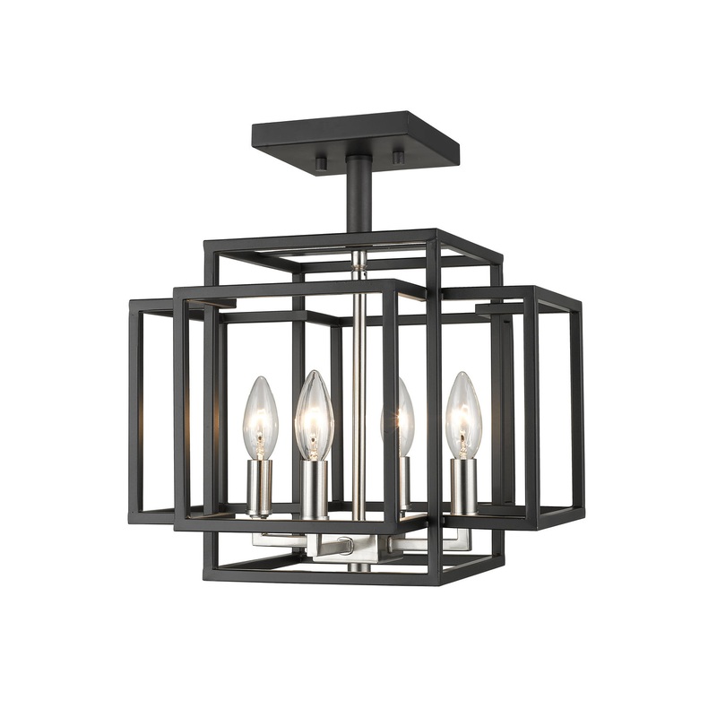 Z-Lite 454SF-BK-BN Titania Four Light Semi Flush Mount, Black / Brushed Nickel