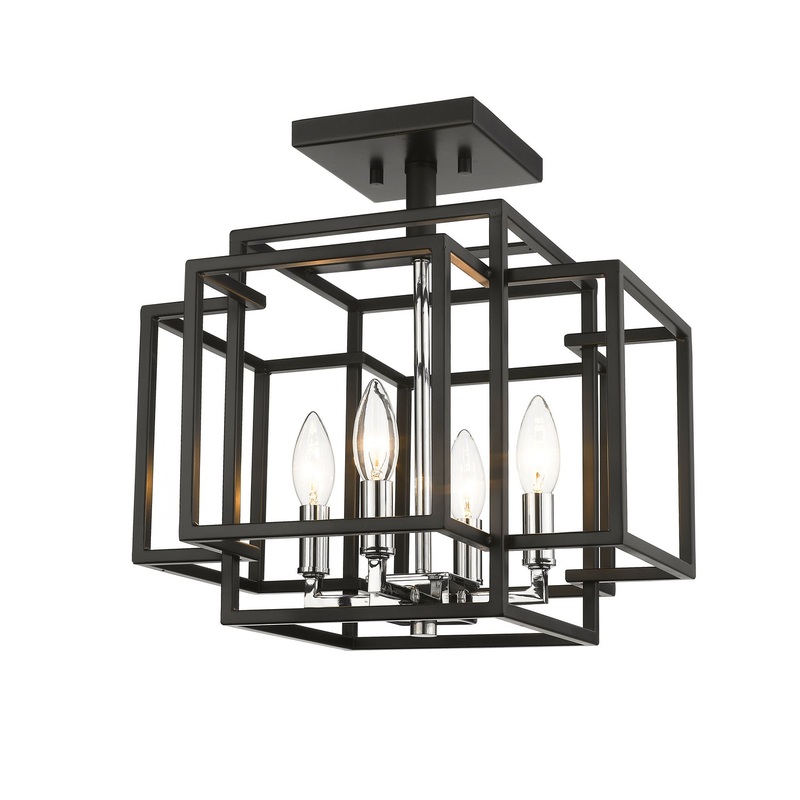Z-Lite 454SF-BK-CH Titania Four Light Semi Flush Mount, Black / Chrome