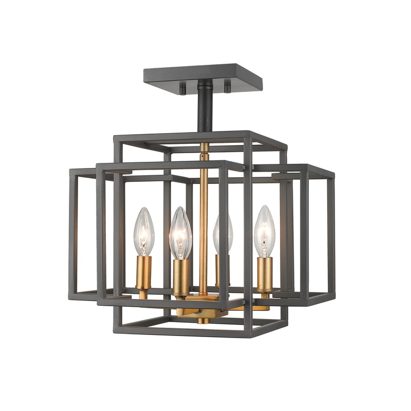 Z-Lite 454SF-BRZ-OBR Titania Four Light Semi Flush Mount, Bronze / Olde Brass