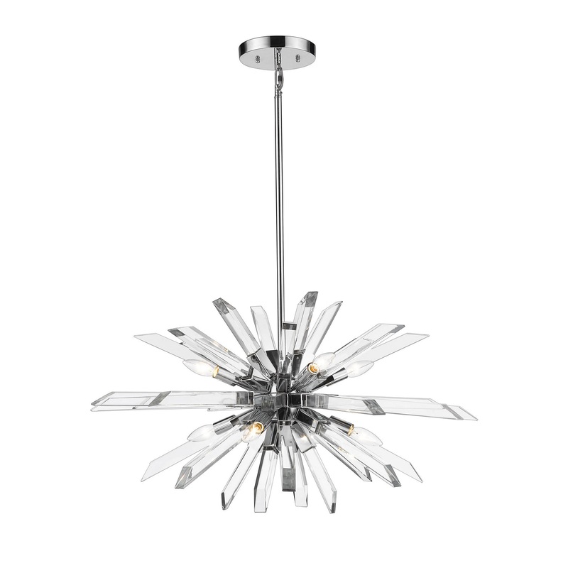 Z-Lite 4003-8L-CH Burst Eight Light Island Pendant, Chrome
