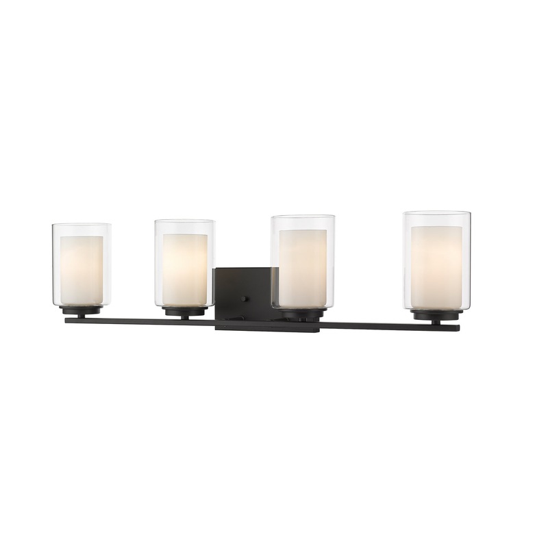 Z-Lite 426-4V-MB Willow Four Light Vanity, Matte Black