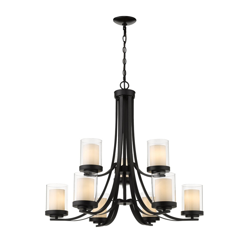 Z-Lite 426-9-MB Willow Nine Light Chandelier, Matte Black
