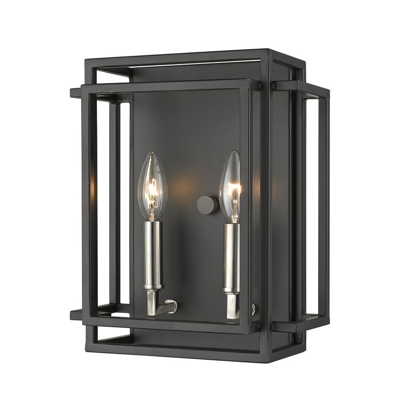 Z-Lite 454-2S-BK-BN Titania Two Light Wall Sconce, Black / Brushed Nickel