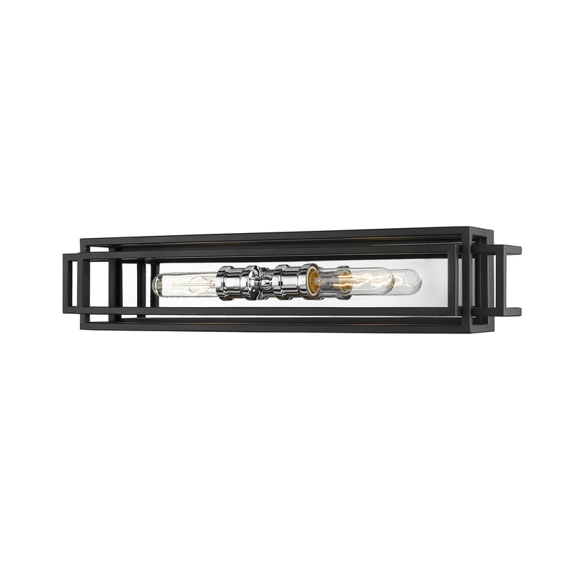 Z-Lite 454-2V-BK-CH Titania Two Light Vanity, Black / Chrome