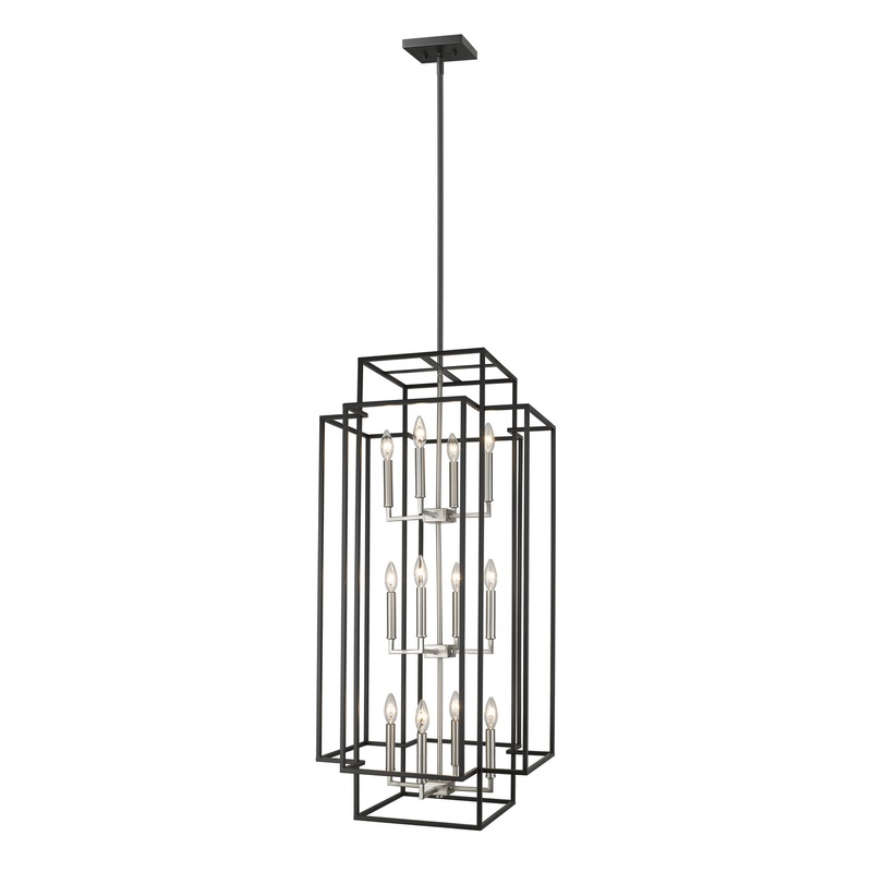 Z-Lite 454-42BK-BN Titania 12 Light Pendant, Black / Brushed Nickel