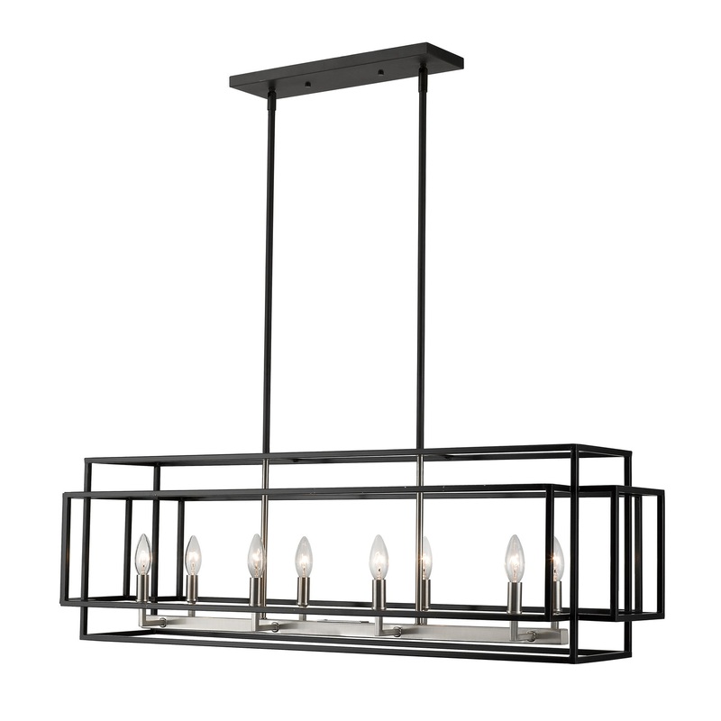 Z-Lite 454-44L-BK-BN Titania Eight Light Island Pendant, Black / Brushed Nickel
