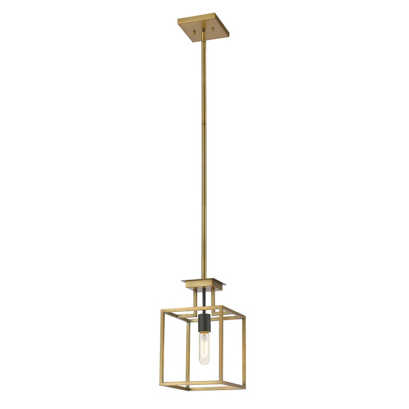 Z-Lite 456MP-OBR-BRZ Quadra One Light Mini Pendant, Olde Brass / Bronze