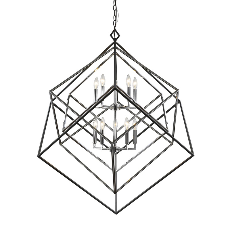 Z-Lite 457-10CH-MB Euclid Ten Light Chandelier, Chrome / Matte Black