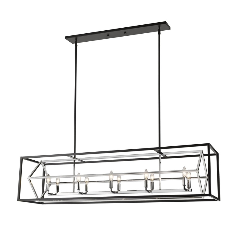 Z-Lite 457-10L-CH-MB Euclid Ten Light Island Pendant, Chrome / Matte Black