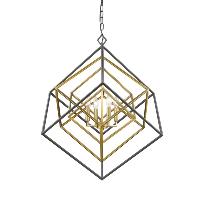 Z-Lite 457-4OBR-BRZ Euclid Four Light Chandelier, Olde Brass / Bronze