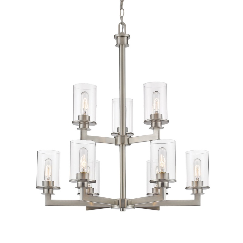 Z-Lite 462-9BN Savannah Nine Light Chandelier, Brushed Nickel