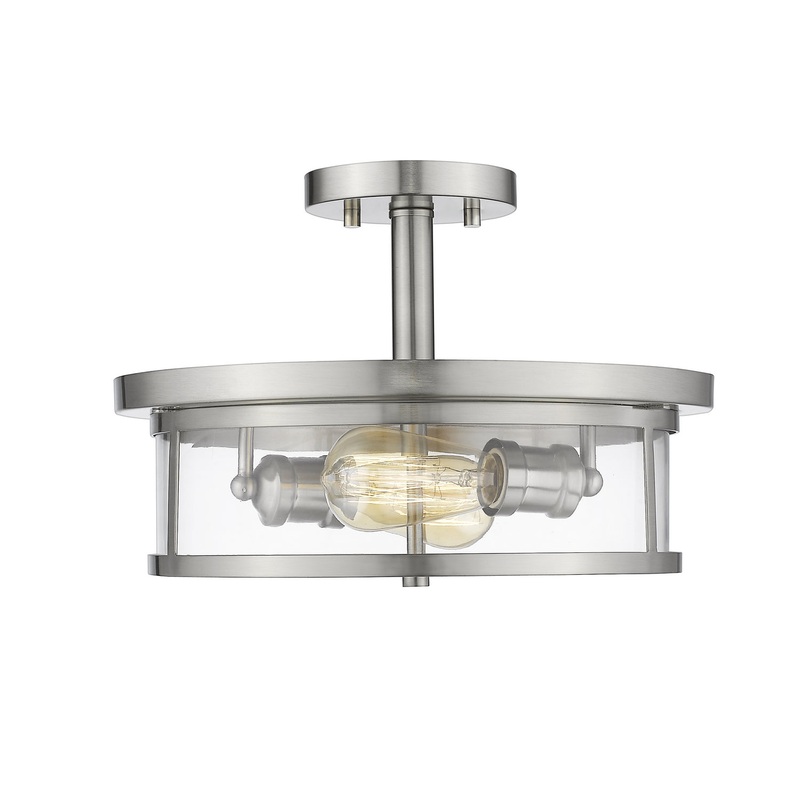 Z-Lite 462SF14-BN Savannah Two Light Semi Flush Mount, Brushed Nickel