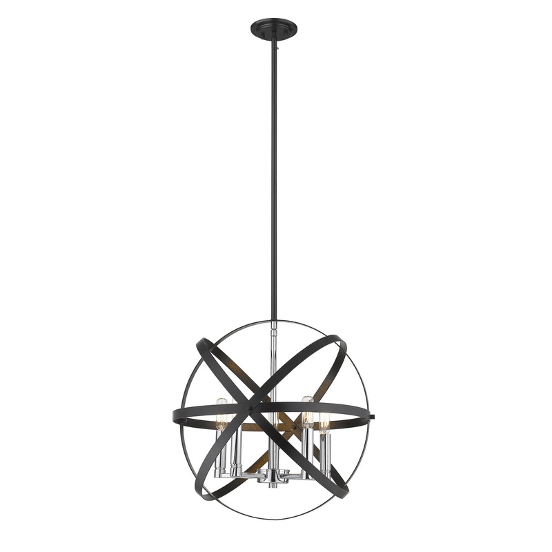 Z-Lite 463-18HBK-CH Cavallo Five Light Pendant, Hammered Black / Chrome