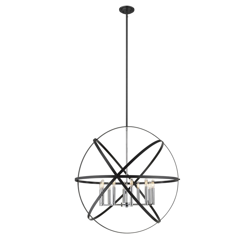 Z-Lite 463-36HBK-CH Cavallo Ten Light Pendant, Hammered Black / Chrome