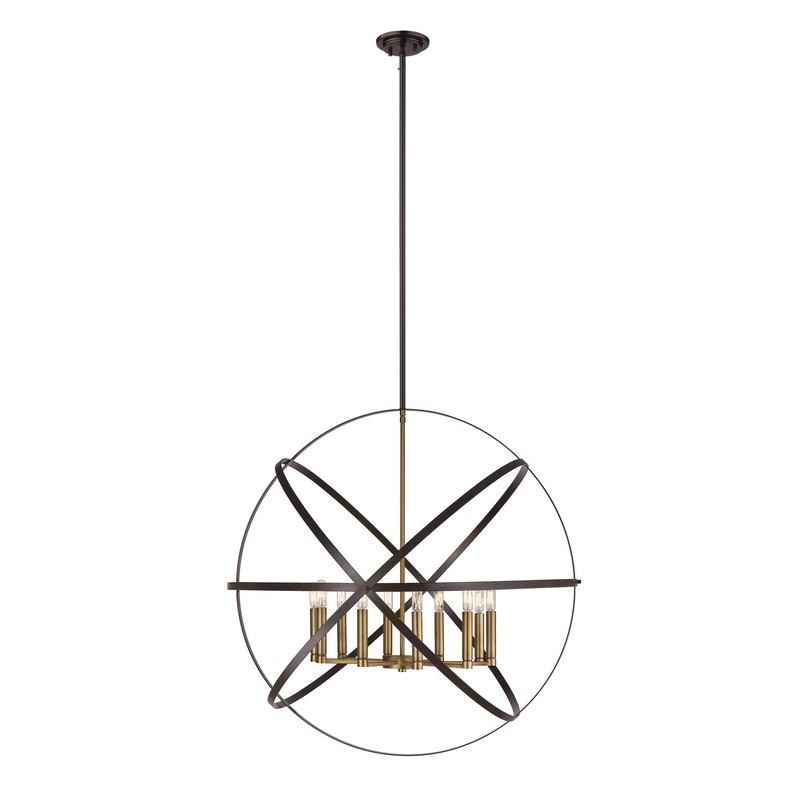 Z-Lite 463-36HBRZ-OBR Cavallo Ten Light Pendant, Hammered Bronze / Olde Brass