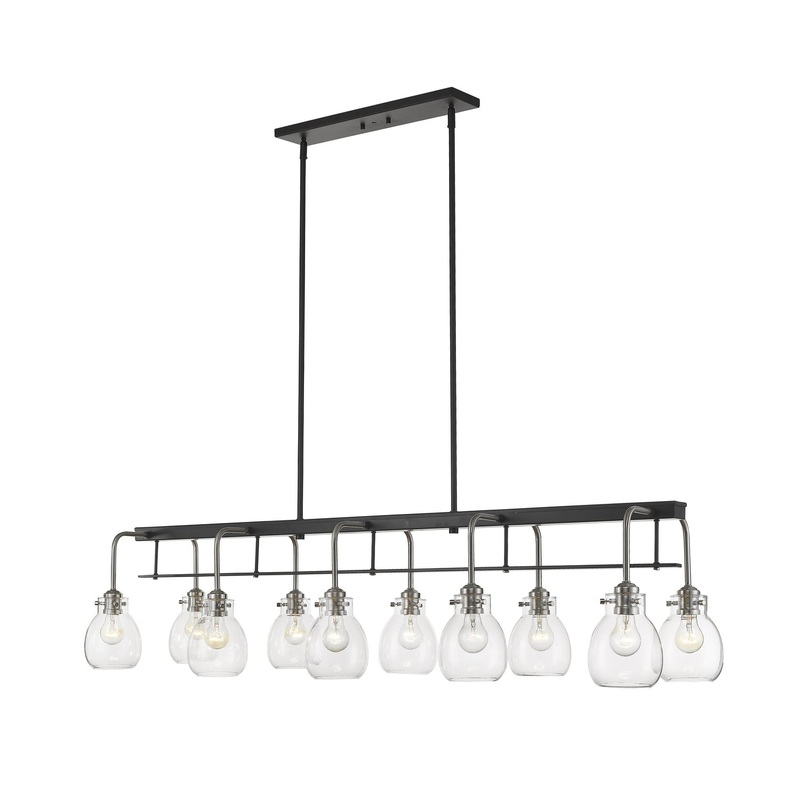 Z-Lite 466-10L-MB-BN Kraken Ten Light Island Pendant, Matte Black / Brushed Nickel