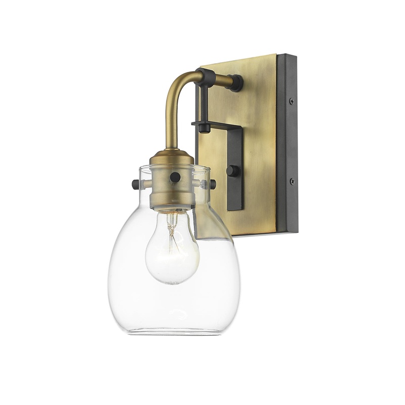 Z-Lite 466-1S-MB-OBR Kraken One Light Wall Sconce, Matte Black / Olde Brass