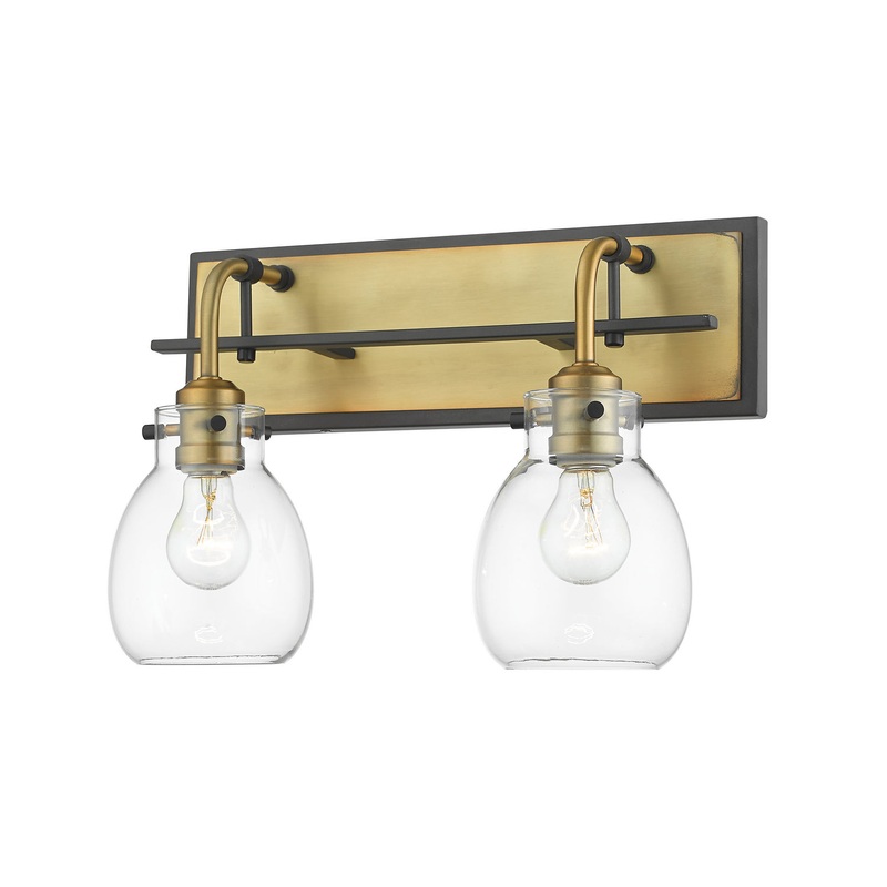 Z-Lite 466-2S-MB-OBR Kraken Two Light Wall Sconce, Matte Black / Olde Brass