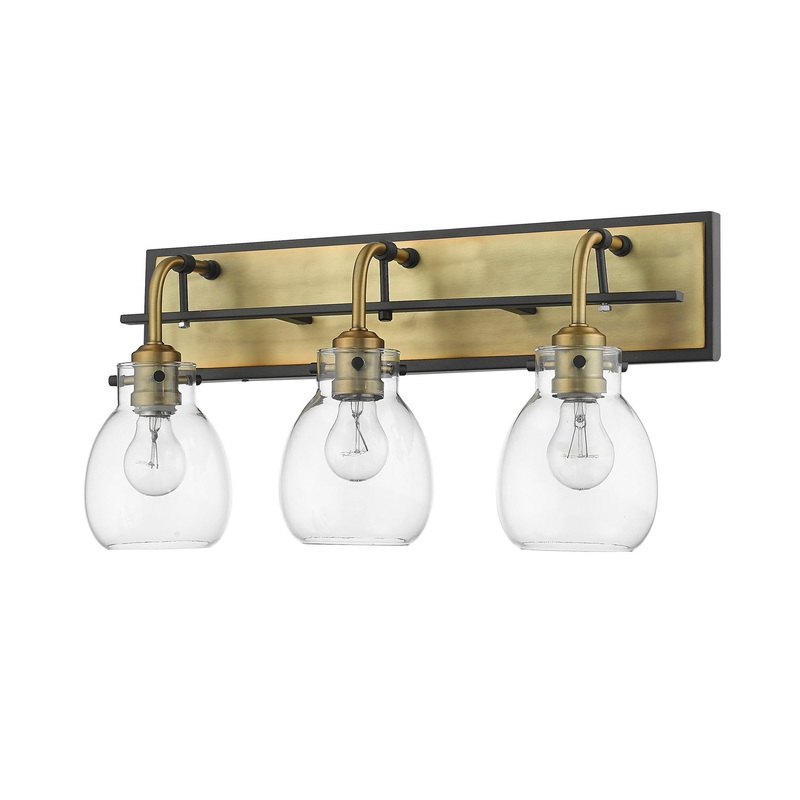 Z-Lite 466-3V-MB-OBR Kraken Three Light Vanity, Matte Black / Olde Brass