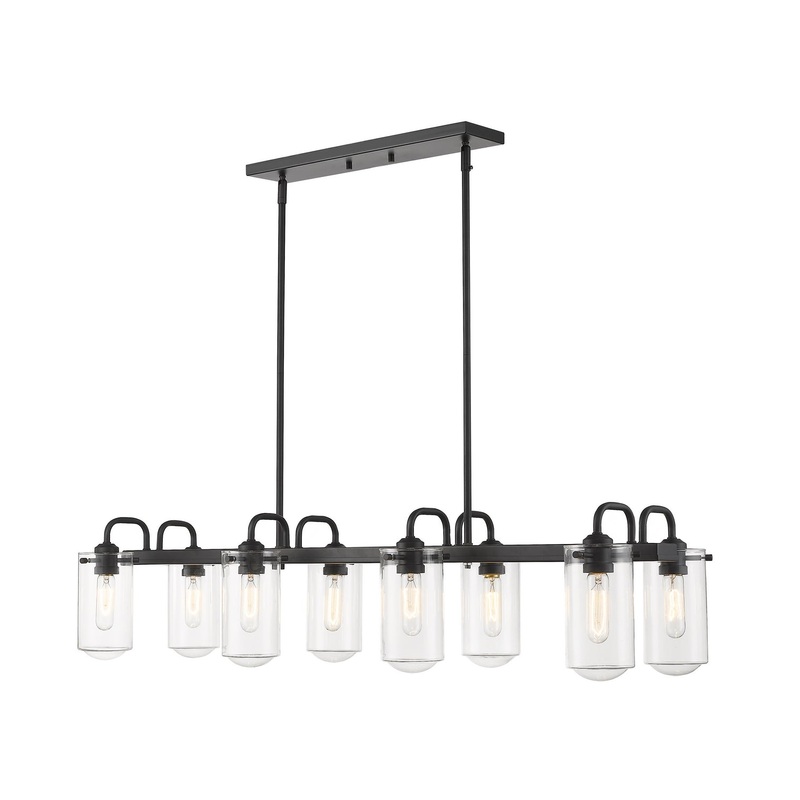 Z-Lite 471-8L-MB Delaney Eight Light Island Pendant, Matte Black