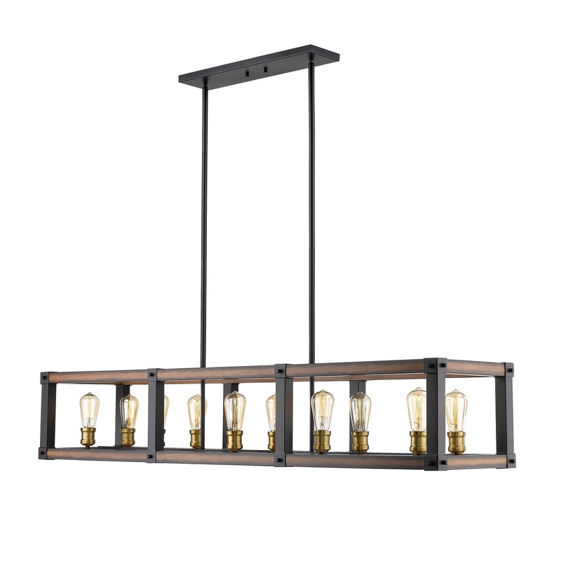 Z-Lite 472-10L-RM Kirkland Ten Light Island Pendant, Rustic Mahogany