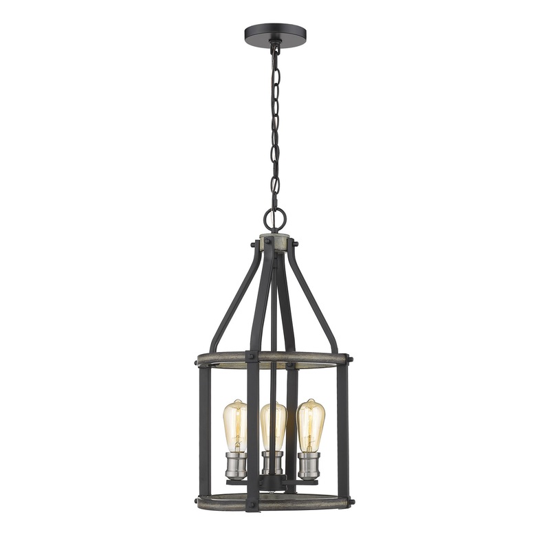 Z-Lite 472-3P-ABB Kirkland Three Light Pendant, Ashen Barnboard