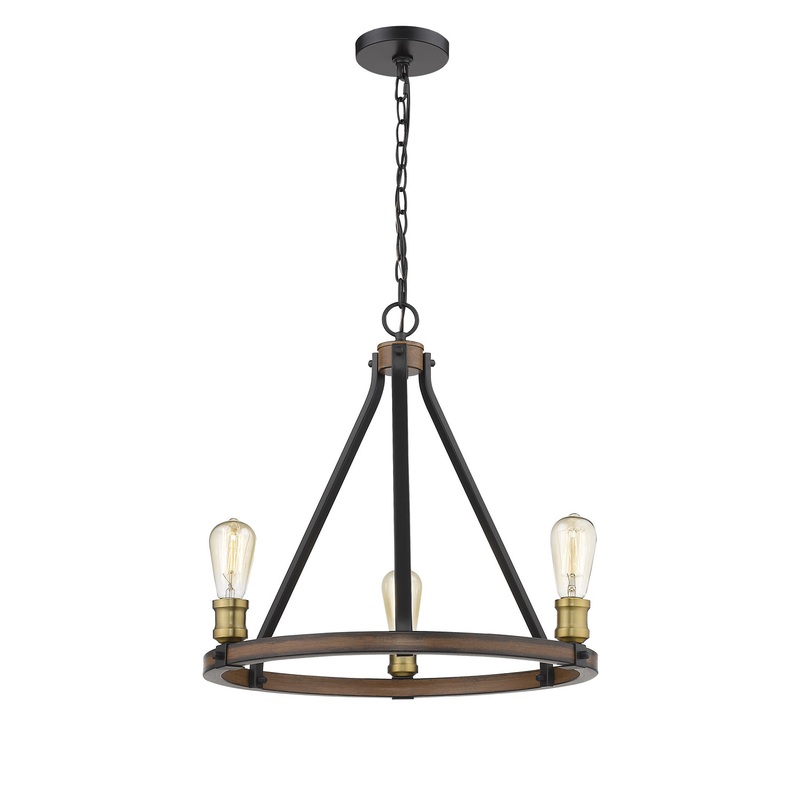 Z-Lite 472-3RM Kirkland Three Light Chandelier, Rustic Mahogany