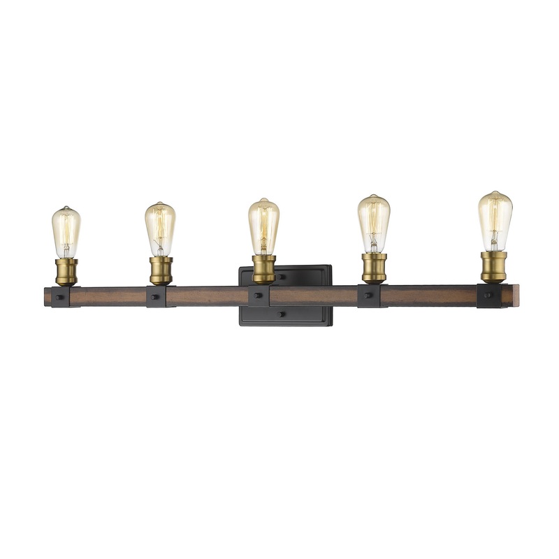Z-Lite 472-5V-RM Kirkland Five Light Vanity, Rustic Mahogany