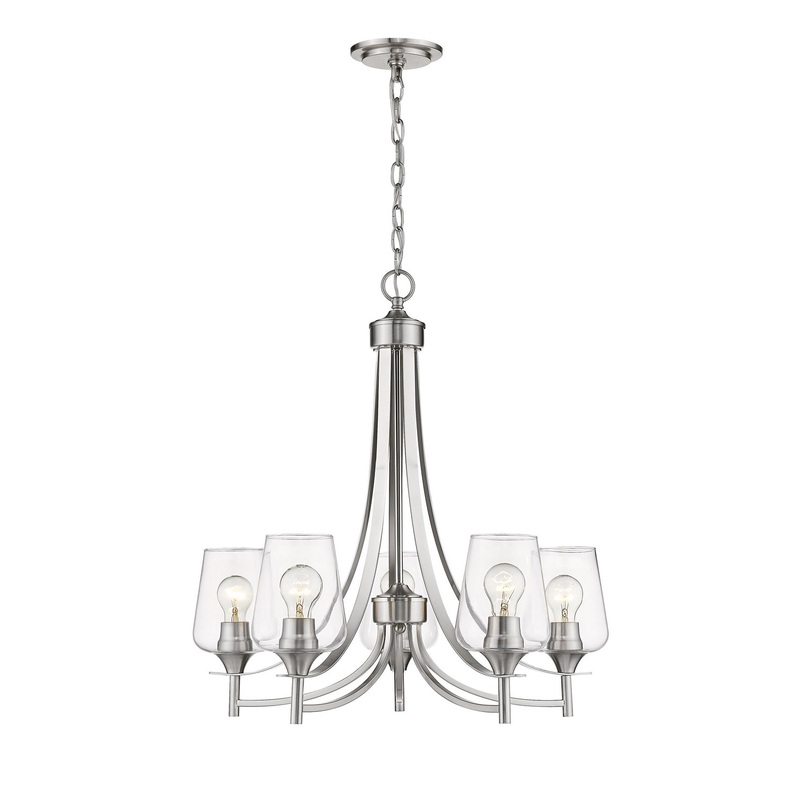 Z-Lite 473-5BN Joliet Five Light Chandelier, Brushed Nickel