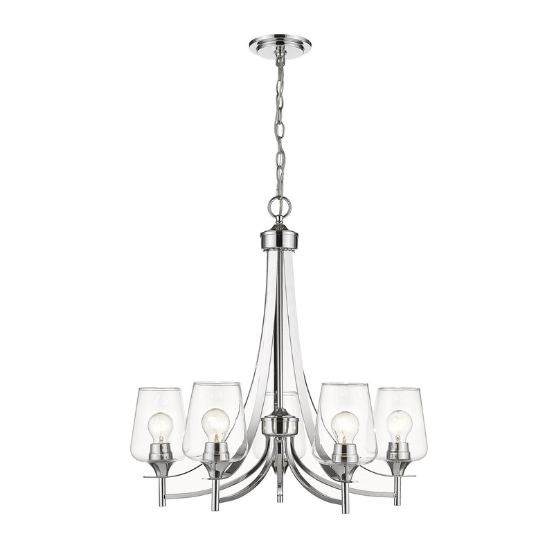 Z-Lite 473-5CH Joliet Five Light Chandelier, Chrome