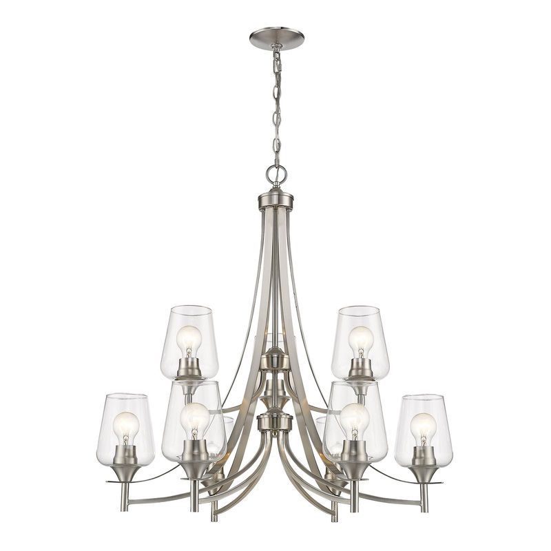 Z-Lite 473-9BN Joliet Nine Light Chandelier, Brushed Nickel