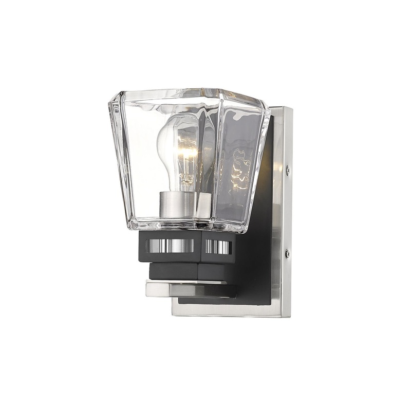 Z-Lite 474-1S-BN-MB Jackson One Light Wall Sconce, Brushed Nickel / Matte Black
