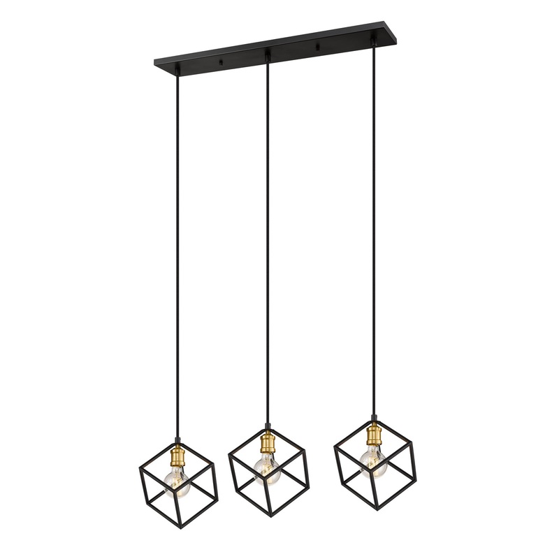 Z-Lite 478-3L-BRZ-OBR Vertical Three Light Island Pendant, Bronze / Olde Brass