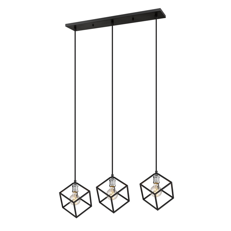 Z-Lite 478-3L-MB-BN Vertical Three Light Island Pendant, Matte Black / Brushed Nickel