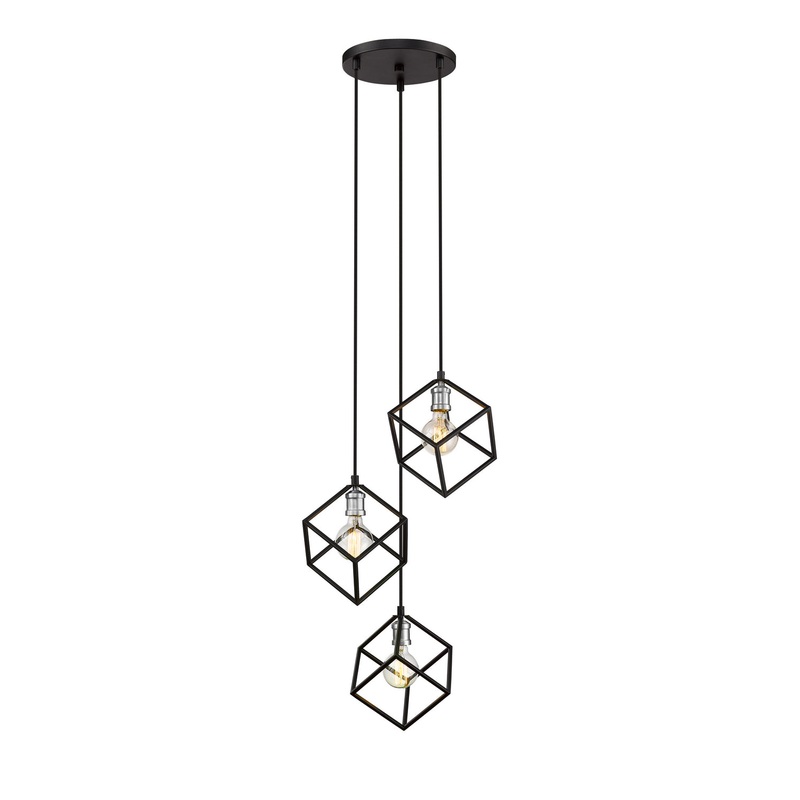 Z-Lite 478-3MB-BN Vertical Three Light Pendant, Matte Black / Brushed Nickel