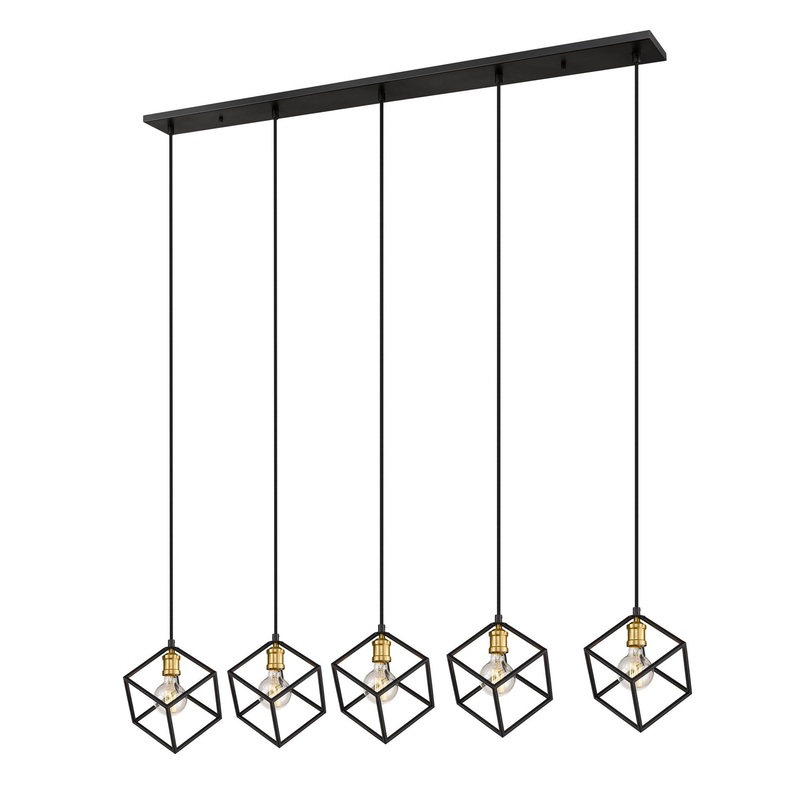 Z-Lite 478-5L-BRZ-OBR Vertical Five Light Island Pendant, Bronze / Olde Brass