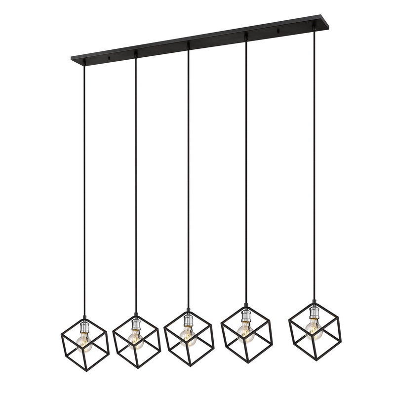 Z-Lite 478-5L-MB-BN Vertical Five Light Island Pendant, Matte Black / Brushed Nickel