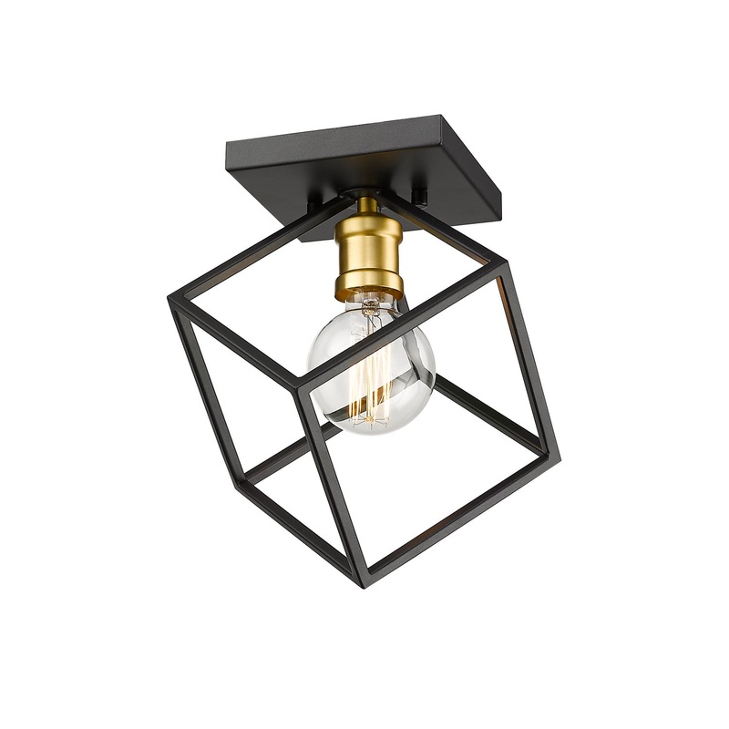Z-Lite 478F-BRZ-OBR Vertical One Light Flush Mount, Bronze / Olde Brass