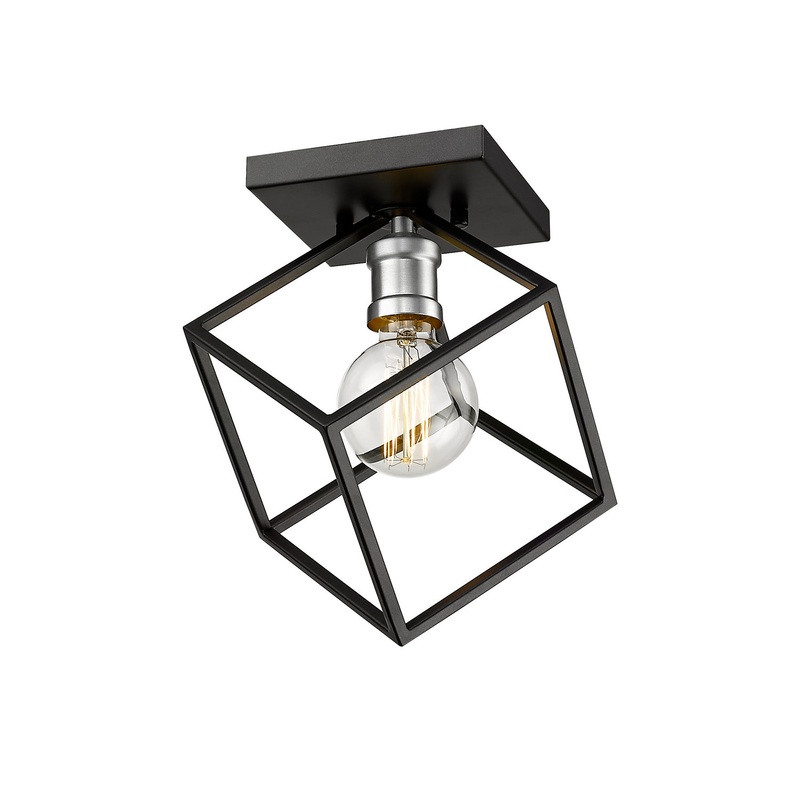 Z-Lite 478F-MB-BN Vertical One Light Flush Mount, Matte Black / Brushed Nickel